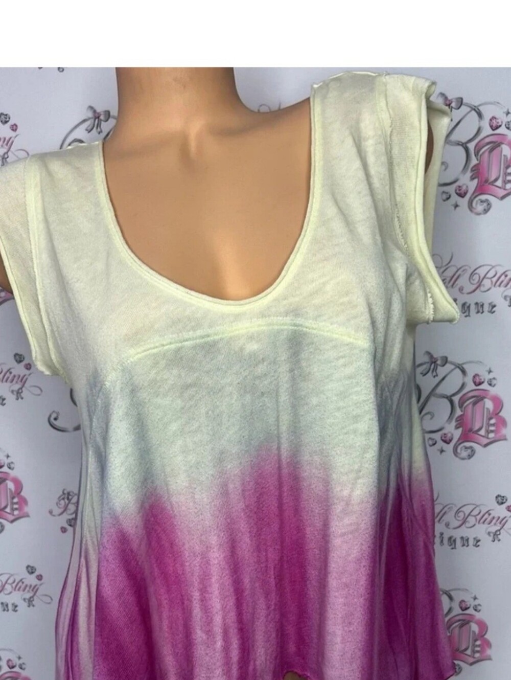 Free People Ombre Scoop Tank Top - Pink & Cream